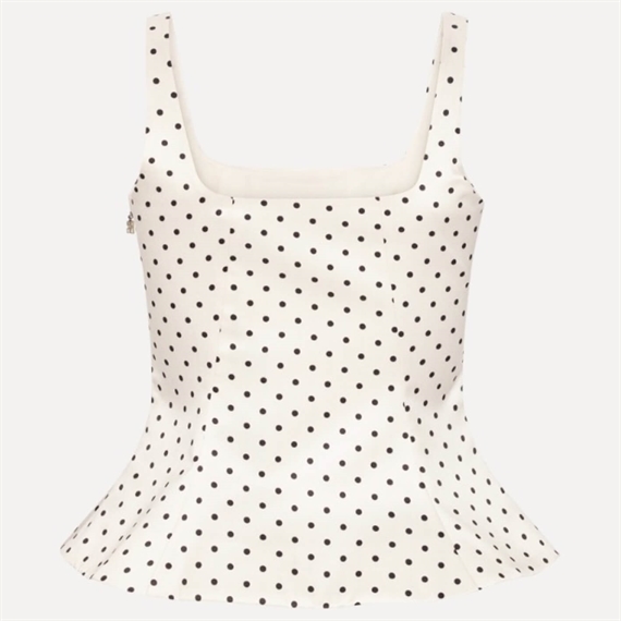 Rotate Polka Dot Sleeveless Top, Creme